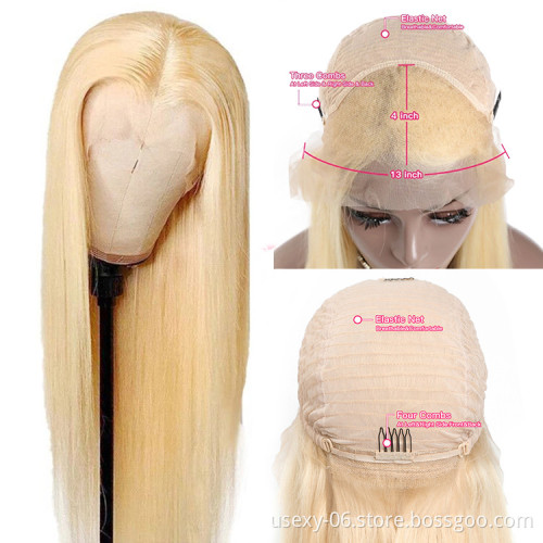 Best 613 Virgin Hair 13x4 Transparent Lace Front Wig Vendors Custom Women Wigs Human Hair Blonde Wigs Front Lace